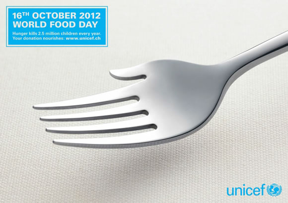 Gráfica Unicef para el Día Mundial de la Alimentacion - Creatividad para luchar contra el hambre